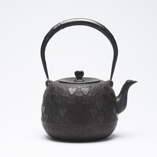 リサイクル南部鉄瓶 棗型 2.0L 水玉ハート模様