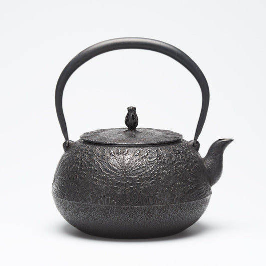 リサイクル南部鉄瓶 珠玉型 1.6L 桜模様