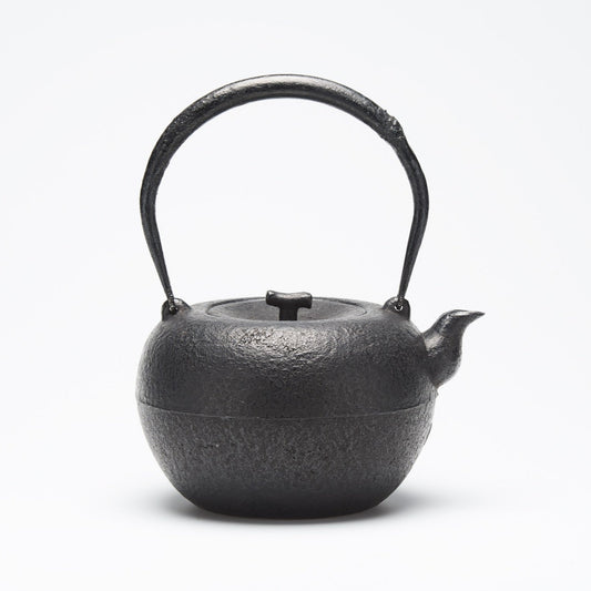 リサイクル南部鉄瓶 林檎型 1.4L 柚子肌模様