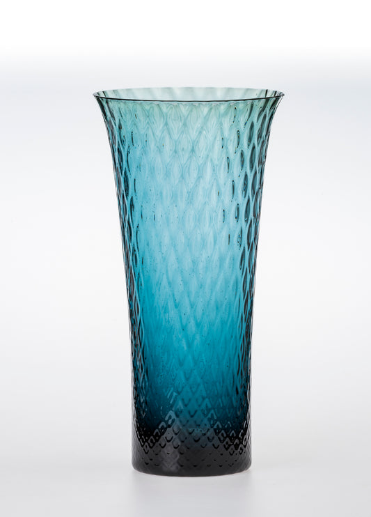 自動車ガラスを再生 リサイクル花瓶 網目模様