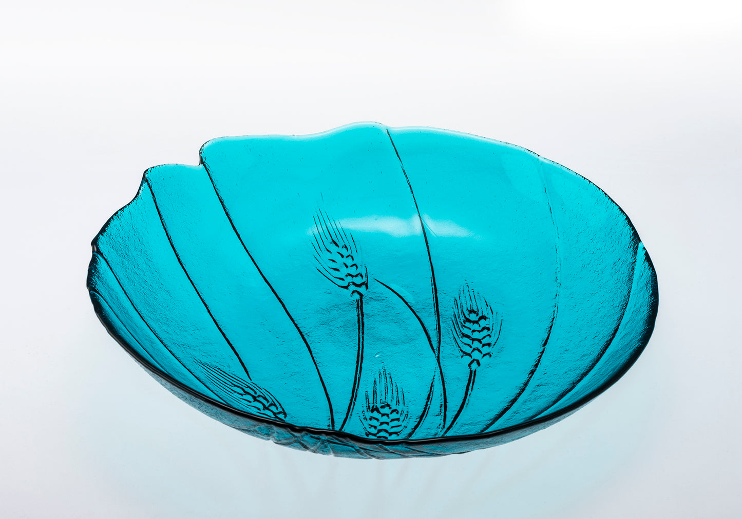 自動車ガラスを再生 リサイクル麦模様の大皿