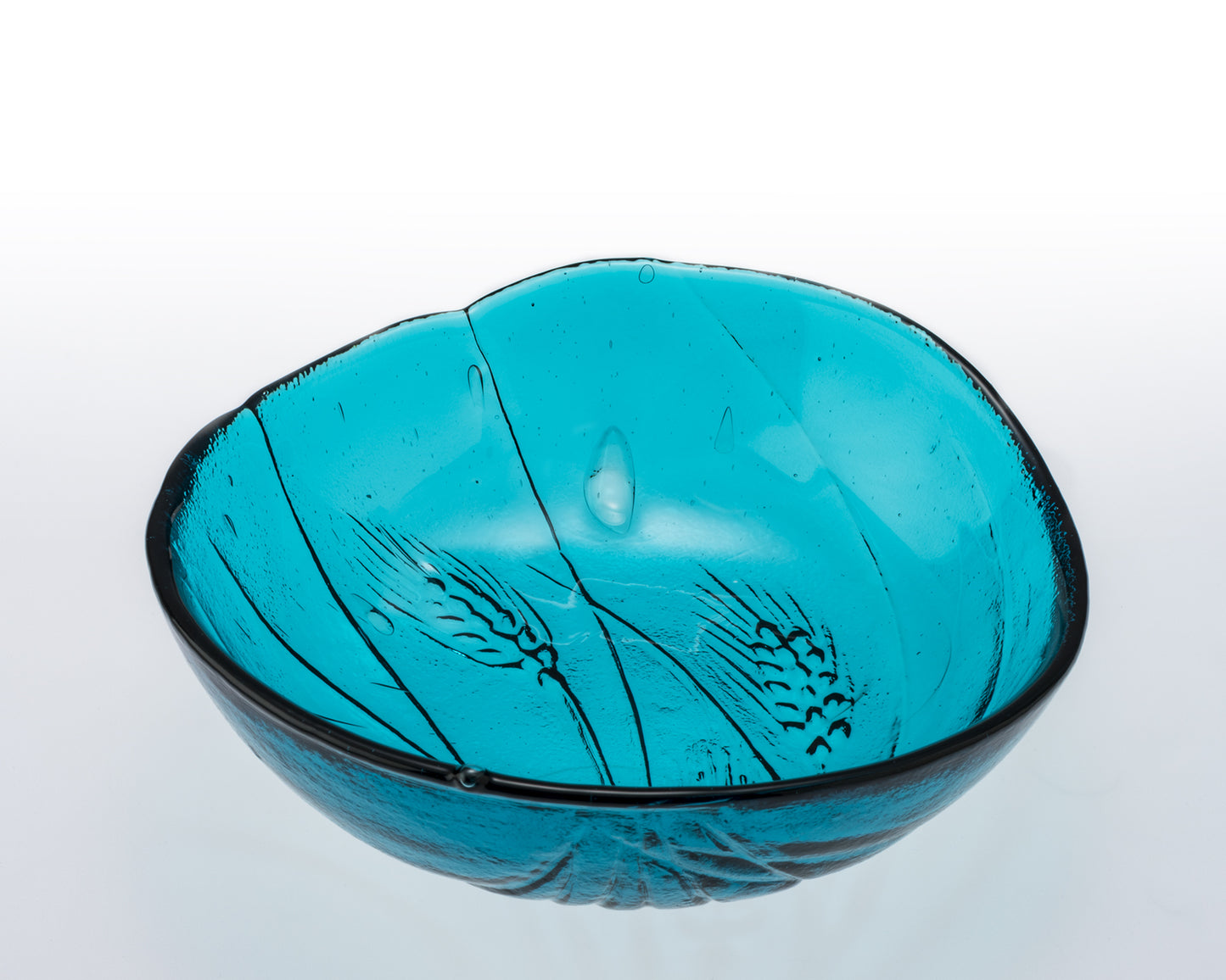 自動車ガラスを再生 エコモダンリサイクル麦模様の小皿