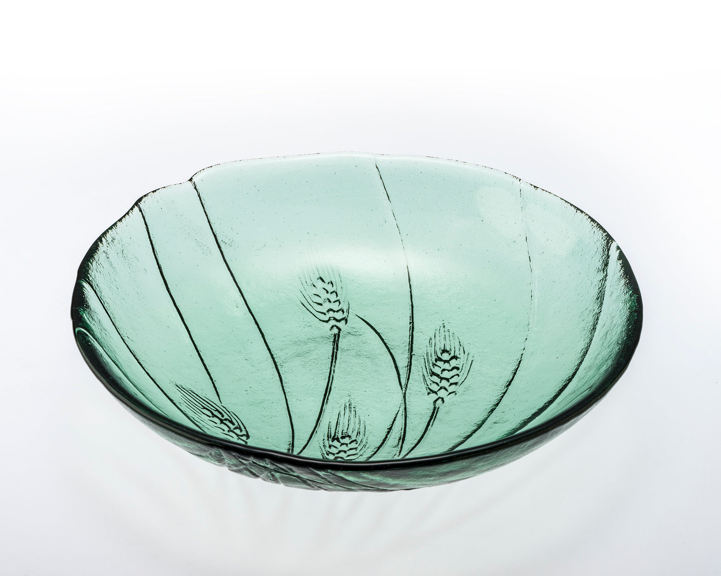 自動車ガラスを再生 リサイクル麦模様の大皿