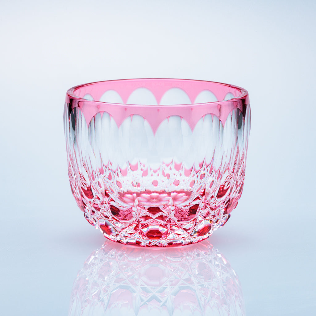 小樽切子 ぐい吞み 金銀銅を再生 ティアラ・花籠目模様