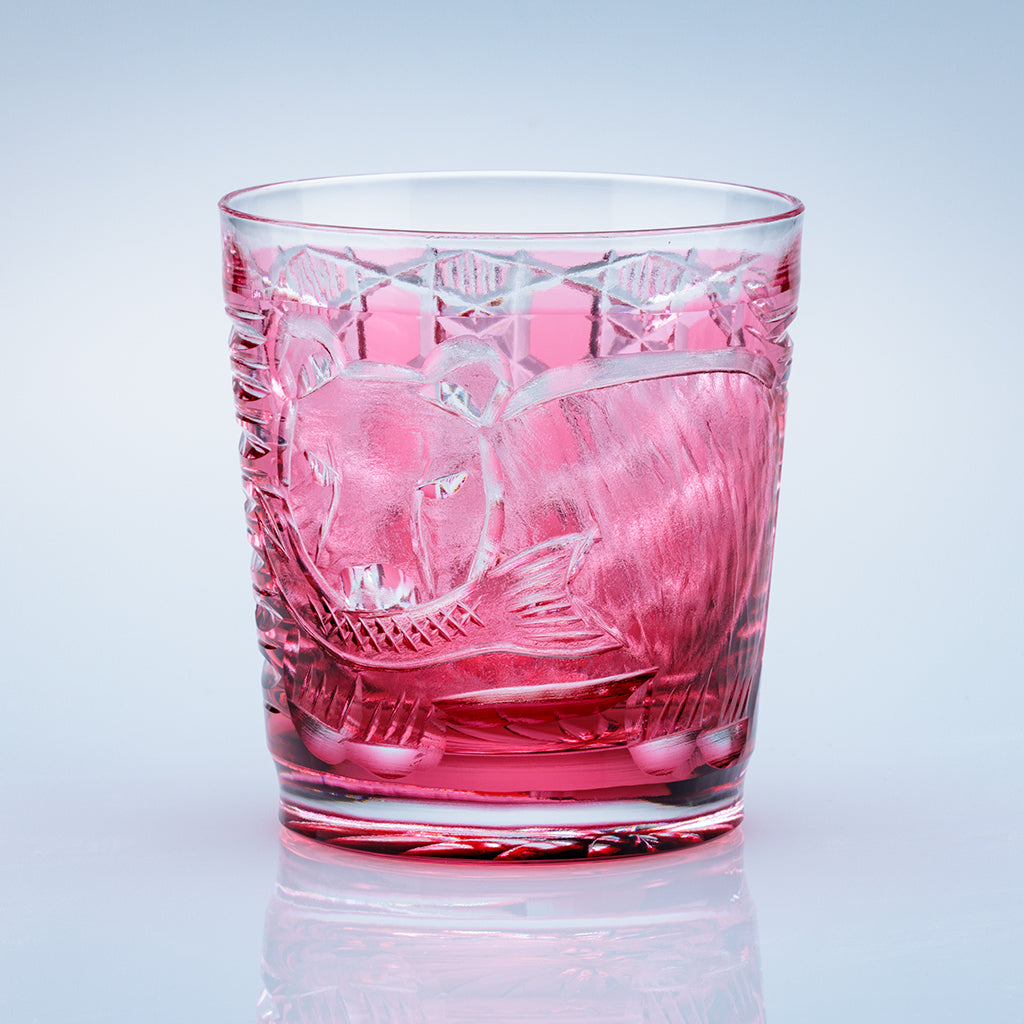 小樽切子 オールドファッショングラス 金銀銅を再生 木彫りの熊