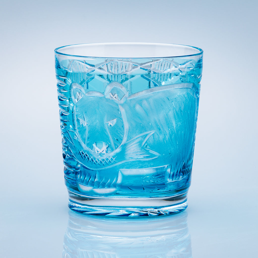 小樽切子 オールドファッショングラス 金銀銅を再生 木彫りの熊