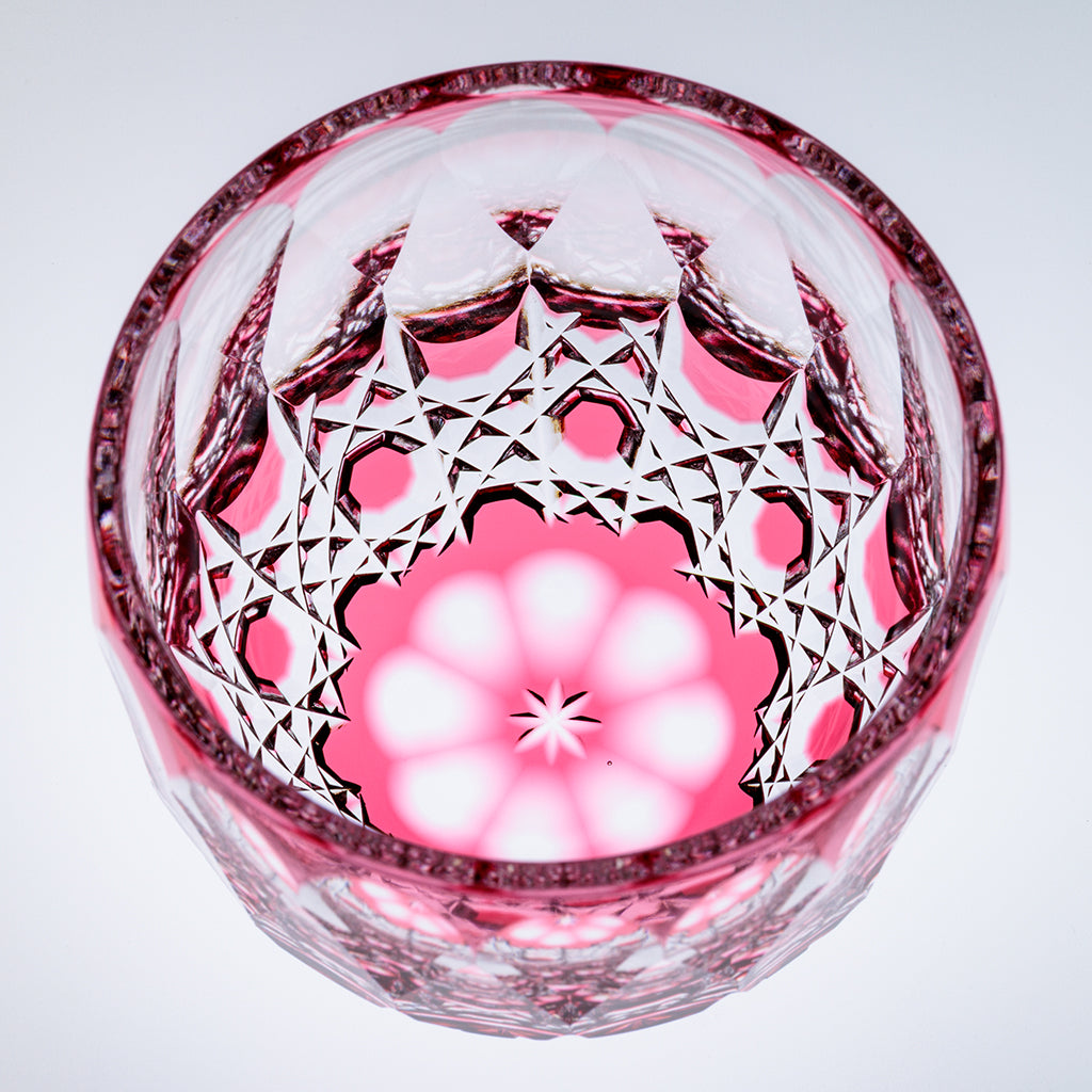 小樽切子 ぐい吞み 金銀銅を再生 ティアラ・花籠目模様