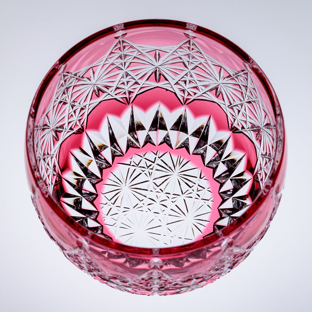 小樽切子 ぐい吞み 金銀銅を再生 ティアラ・花籠目模様